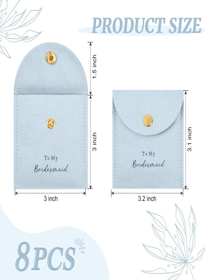 CEELGON Jewelry Bags Bridesmaid Gifts Set of 8 Velvet Small Jewelry Pouch with Button Bracelet Earring Necklace Packaging Bridesmaid Proposal Gift Bags Bridal Party Favors Gifts (Light Dusty Blue) - Image 4